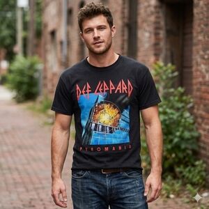 Def Leppard Pyromania Black Graphic Tee Size Small
